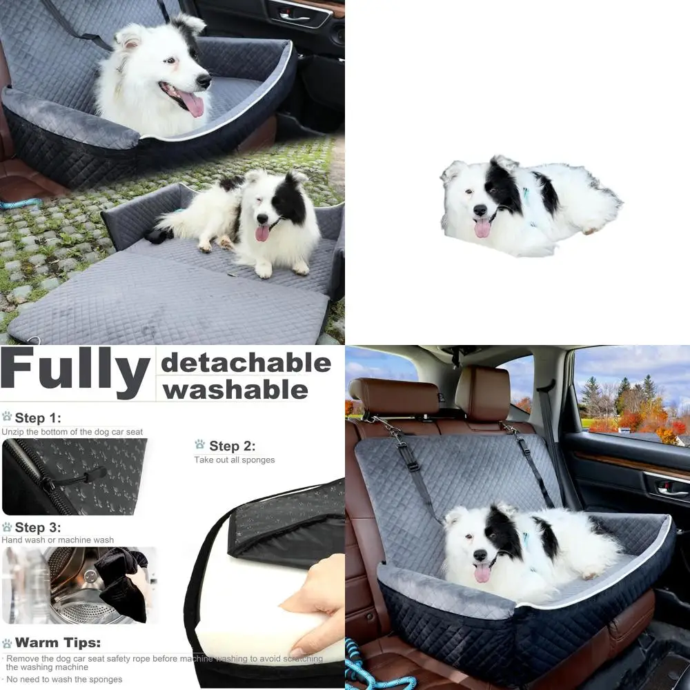 

Convertible Pet Car Seat and Bed for Small to Large Dogs up to 60 lbs, Comfortable, Detachable & Washable (Black, Grey)