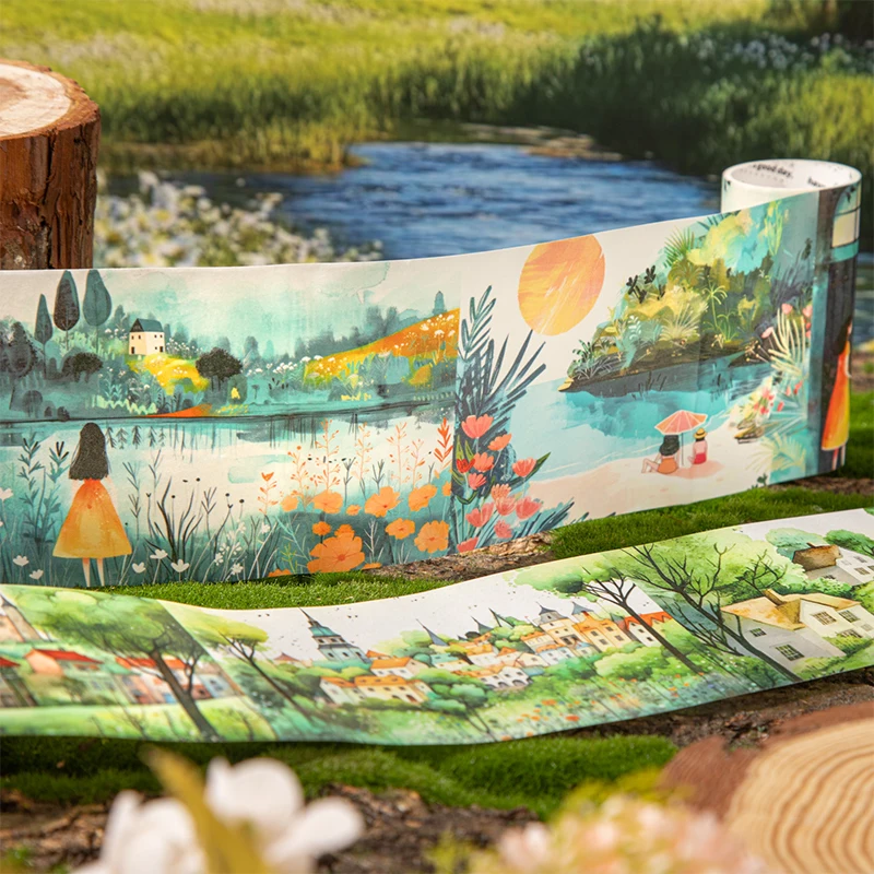 

80 мм * 2 м большой размер пейзажная лента DIY Скрапбукинг мусорный журнал креативные эстетические канцелярские принадлежности планировщик деко наклейки для дневника