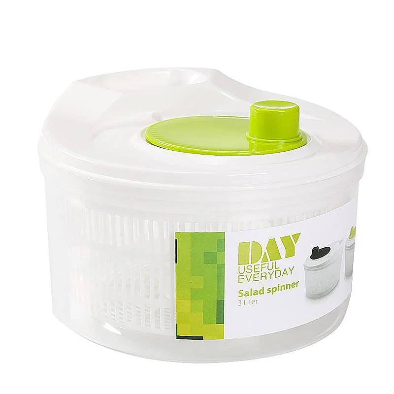 Vegetable Spinner Salad Dryer - Manual Lettuce Centrifuge for Kitchen, Fruit & Veggie Washing Basket with Drain Function