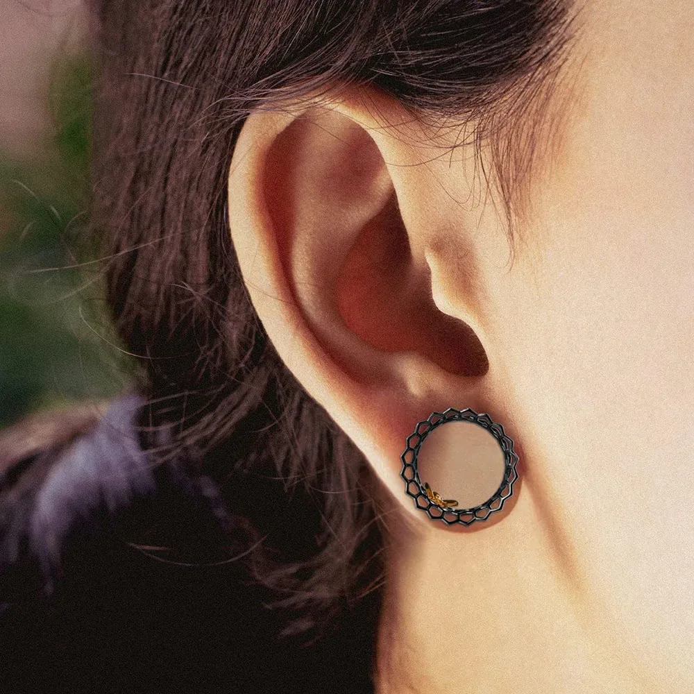 1PC Copper Hollow Honeycomb Gauges Single Flare Plug Ear Tunnels Expanders Ear Gauges Piercing Earring Piercing Body Jewelry