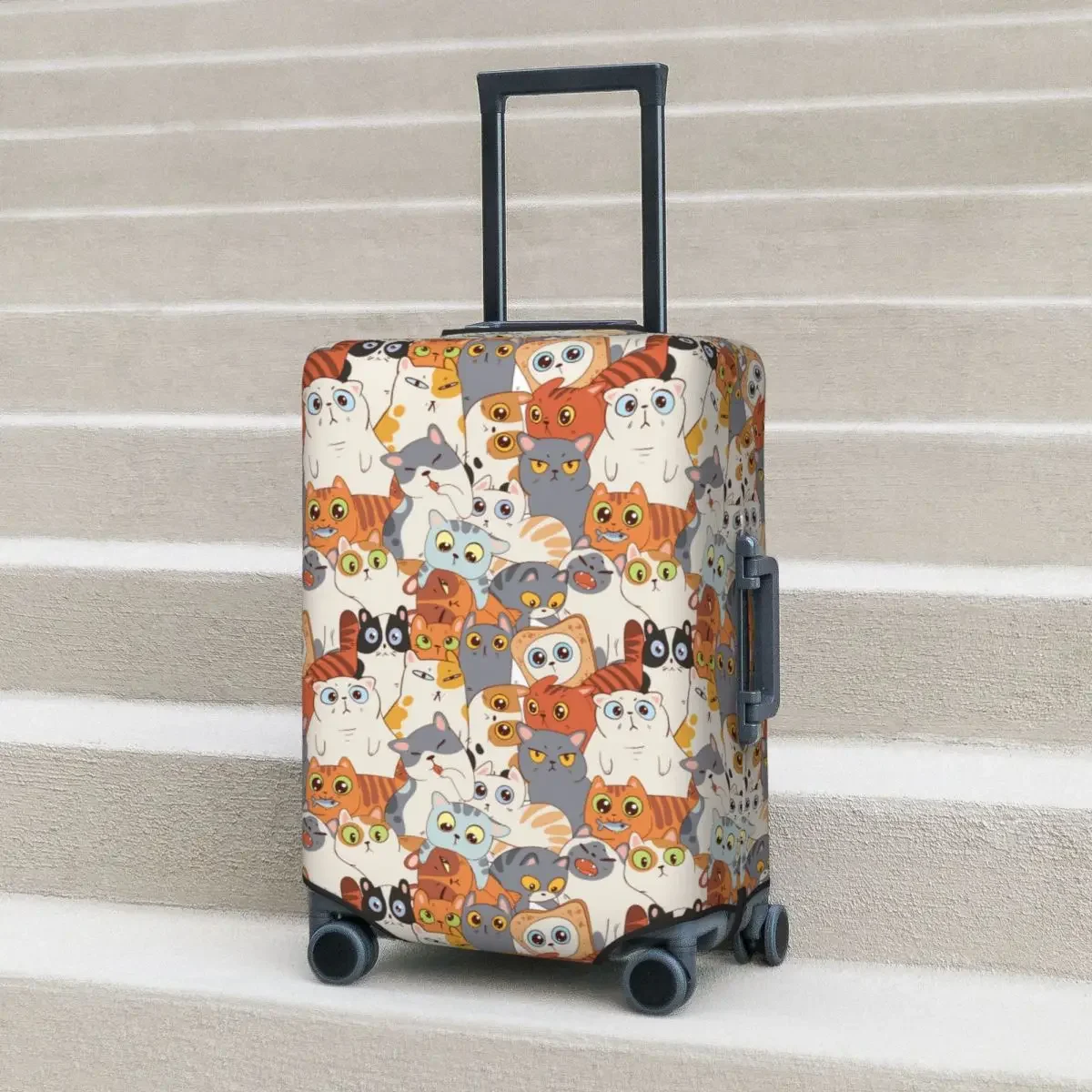 Funny Cats Anime Suitcase Cover Christmas Gift Holiday Cartoon Animal Fun Luggage Accesories Business Protection