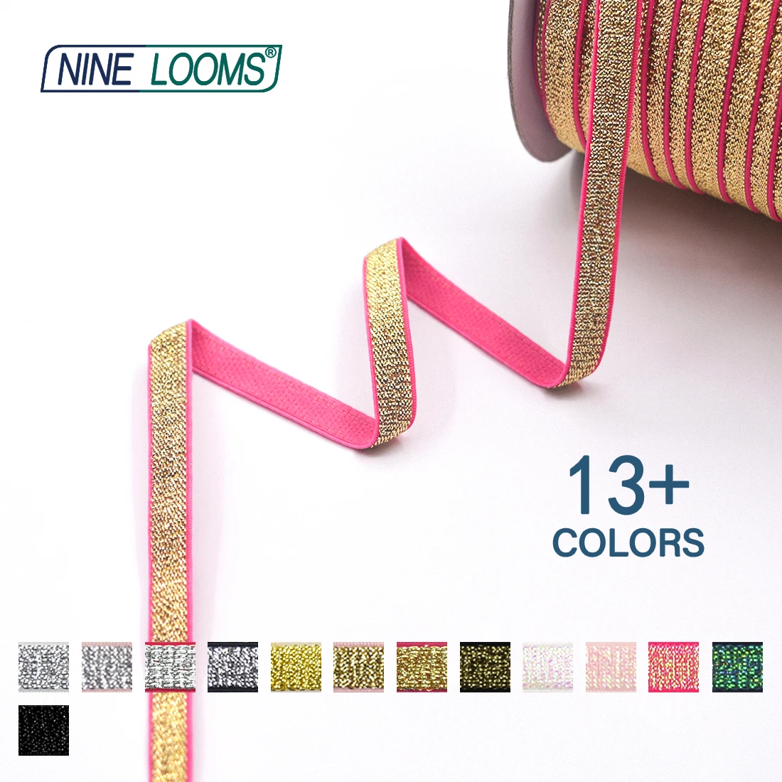 NINE LOOMS Metallic Glitter Bra Strap Elastic 3/8\