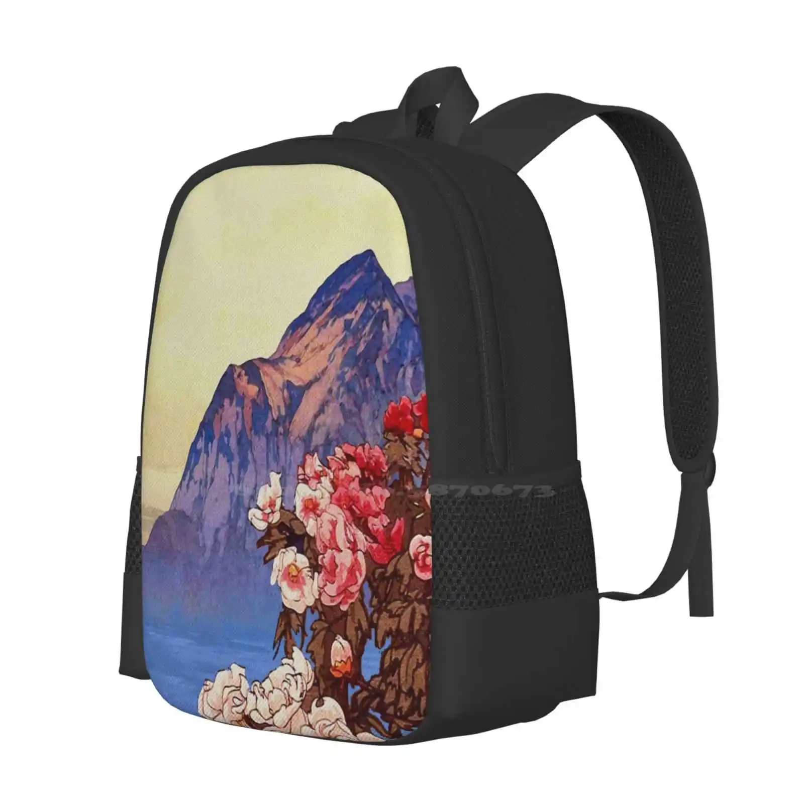 Kanata Scents - Nature Landscape Hot Sale Schoolbag Backpack Fashion Bags Mountain Blue Sunset Clouds Pink Ocean Roses Red