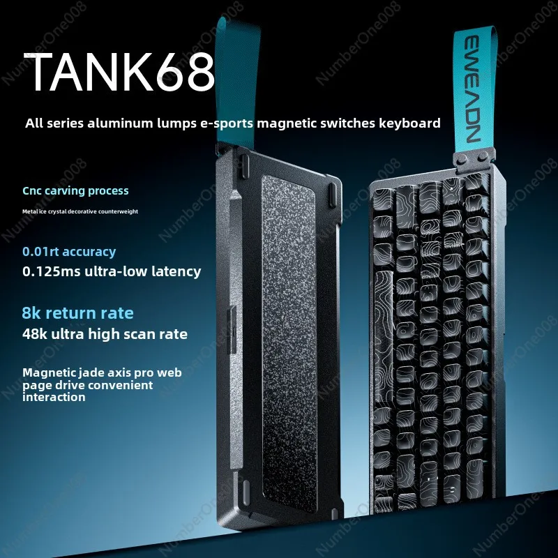 Tank68Pro الألومنيوم Tuotuo E-sports المحور المغناطيسي لوحة المفاتيح الميكانيكية السلكية مفتاح كامل الساخن مبادلة RT0.01