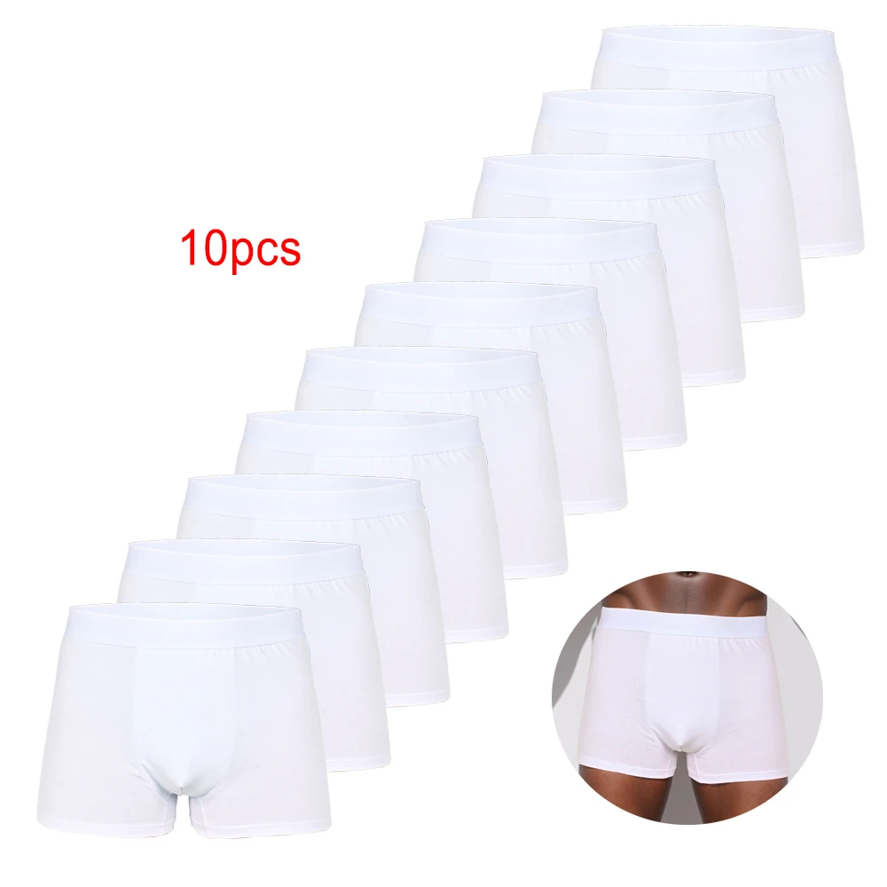 10pcs Pack White 2024 Men Panties Polyester Underwear Male Brand Boxer And Underpants For Homme Luxury Set Shorts Box Slip Kit