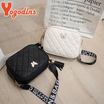 Yogodlns Butterfly Diamond Square torba dla kobiet skórzane torby na ramię Crossbody codzienna torba kurierska torebka na telefon Dailu sprzęgło