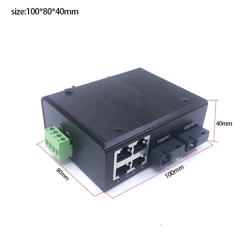 Conversor de Mídia de Fibra Óptica, Transceptor de Fibra Óptica, 4 Portas, PoE Port, 10 m, 100m, 48V, 2sc, 155m