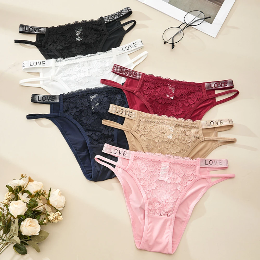 

Женские трусики-бикини с вырезами, однотонные, сексуальные, повседневные, на шнуровке, дышащее нижнее белье со средней посадкой