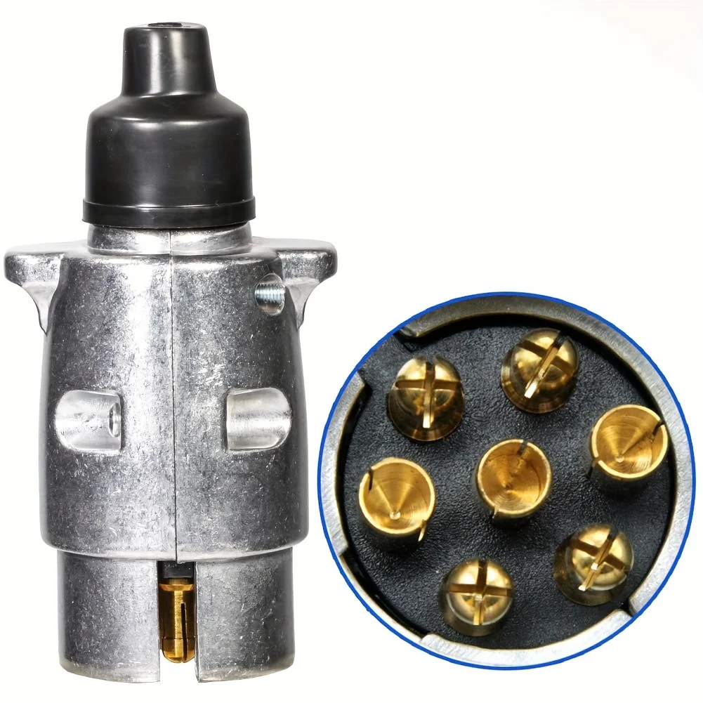 7 Pin Aluminium Alloy Trailer Plug, 12V Towing Connectors Foot Plug for Truck RV Camper Caravan Auto Accessories