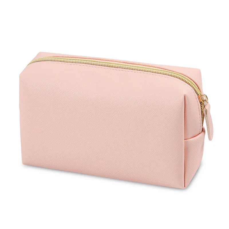 Solid Color Makeup Pouch Women Cosmetic Bag Waterproof PU Leather Travel Portable Wash Toiletry Storage Bag Organizer Purse