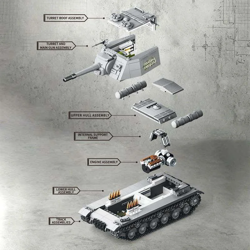 1305PCS TK2 Series TK8009 ISU-152 tank Heavy Tank Building Blocks Tracked Armored Vehicle Model Toy for Boy
