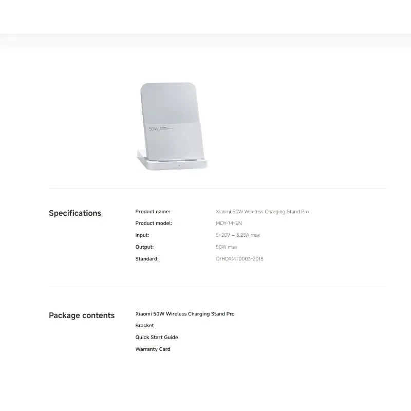 for Xiaomi 50W Wireless Charging Stand Pro ABS Electric Wireless Charger Functions OVP OCP Protections 20W 2A Phone - Image 6