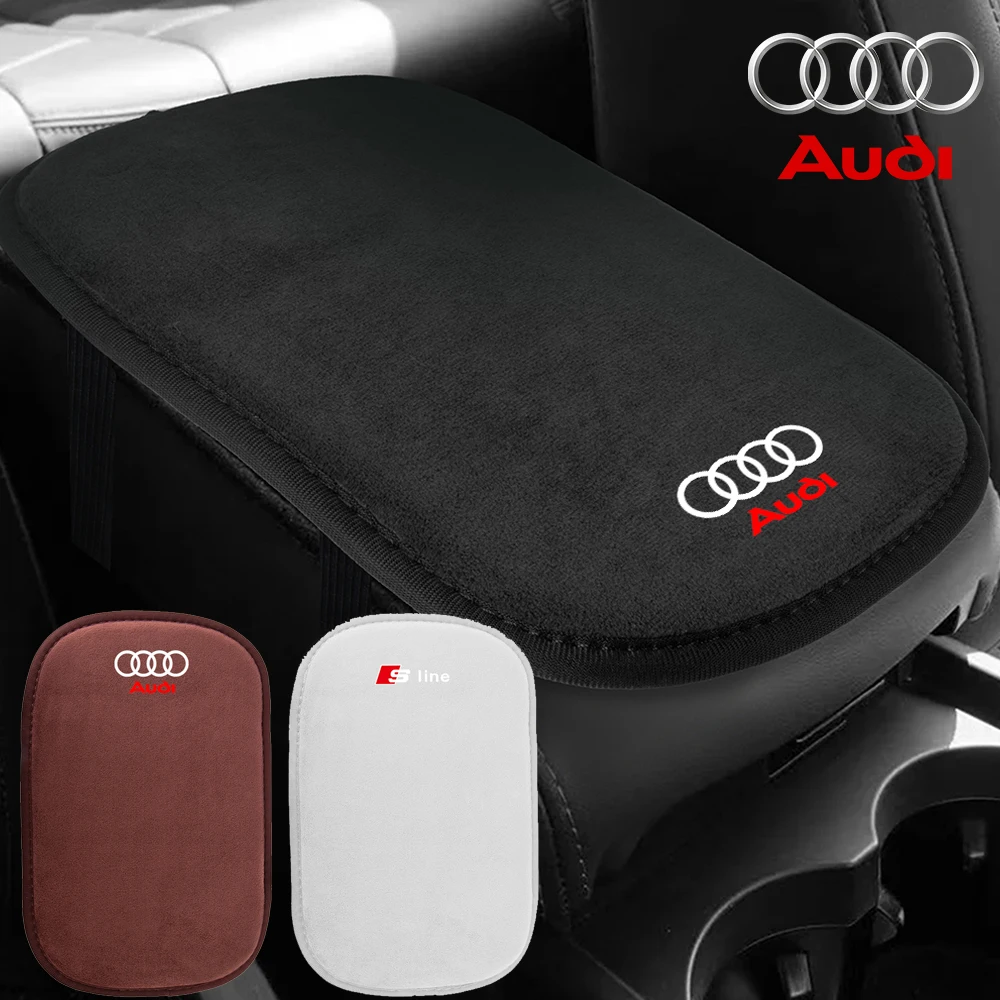 Leather Car Emblem Center Console Armrest Box Pad Protection Mat for Audi SLINE A1 A3 8P A4 B5 B6 B7 B8 A5 A6 C5 C6 C7 A7 A8 Q3