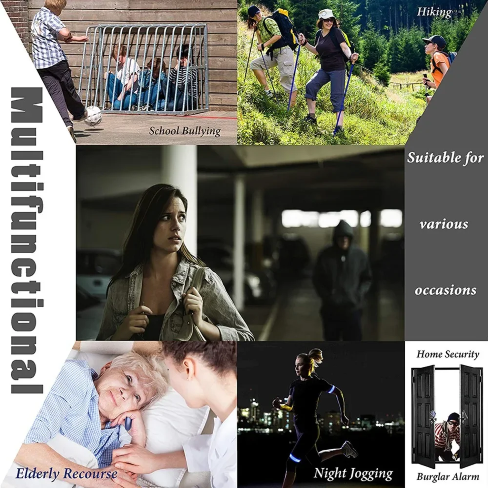 Personal Alarm With LED Light 130DB Anti Lost Wolf Self-Defense Safety Attack Emergency Alarms For Women Kids Elder