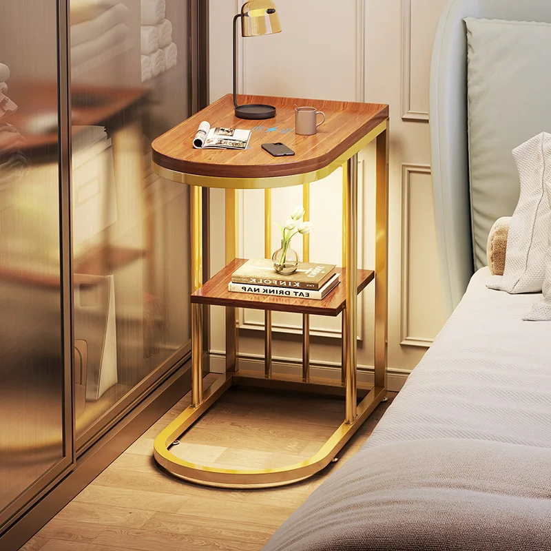 Small table, bedside table, floor lamp, wireless charging, small apartment, simple bedroom, living room, home side table, shelf