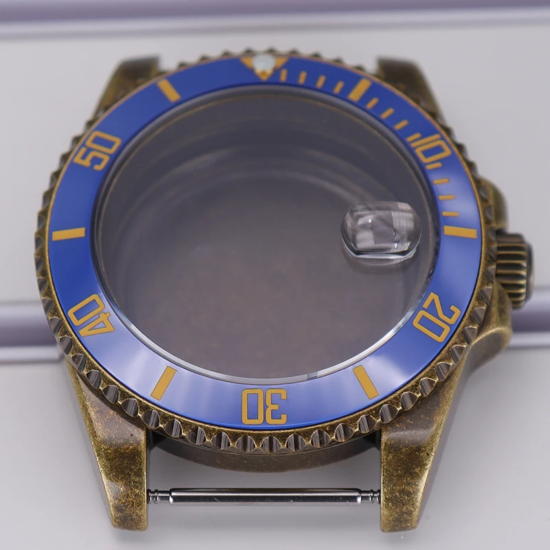 Bronze Retro 40mm NH35 Uhrengehäuse Keramik-Lünette 120 Klicks für SUB NH35 NH36 NH34 NH38 NH70 Uhrwerke 28,5mm Zifferblatt Saphirglas – Detail 6