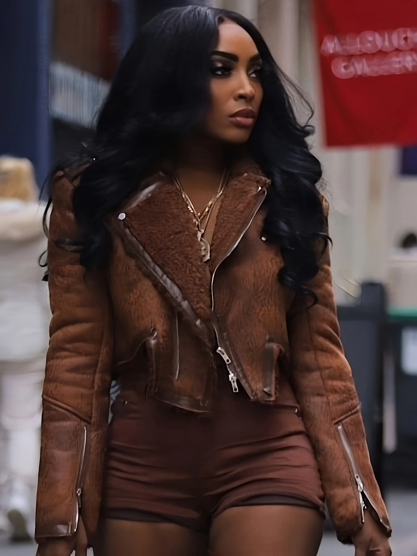 

Women's Winter Jacket Coat Zipper Fly Fluffy Suede Vintage American Retro Casual Short Coat Streetwear Lapel Collar Outerwear