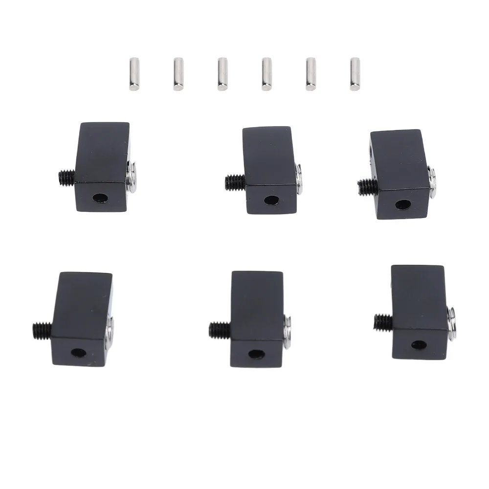 6PCS Metal Guitar String Locking Nut Black/Silver With Pins And Wrench Split Type Bridge Lock Headless Electric Guitar Parts