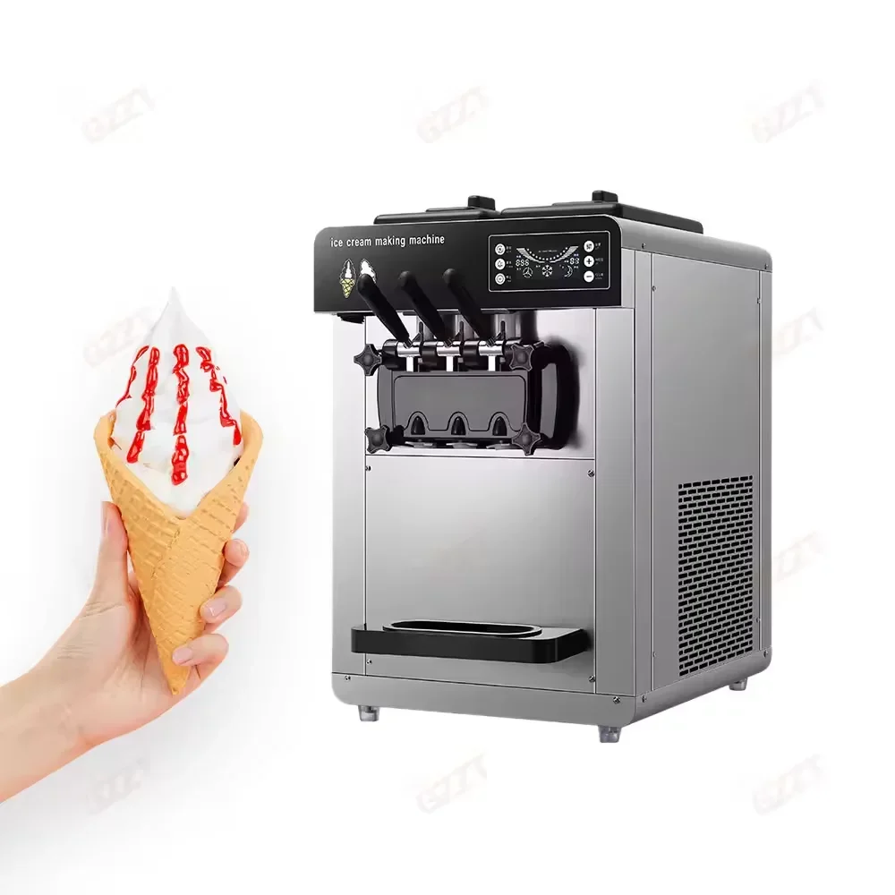 Commercial Table Top Soft Ice Cream Machine High Productivity Three Flavors Stainless Steel for Business Electric 12 Hot Product