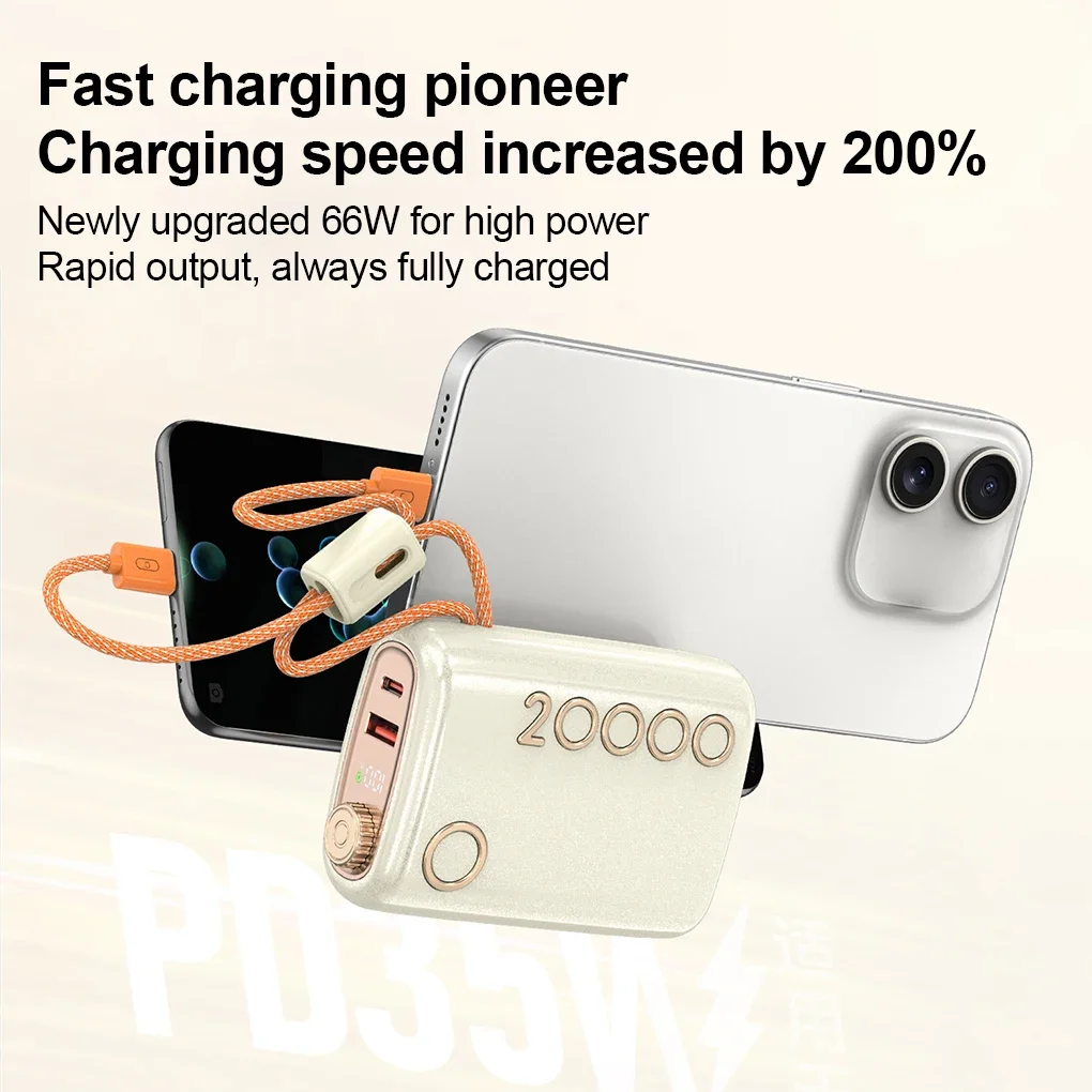 20000mAh 66W Fast Charging Power Bank Built in Cable Hanging Portable Large Capacity CCC Certified China Standard - Image 4