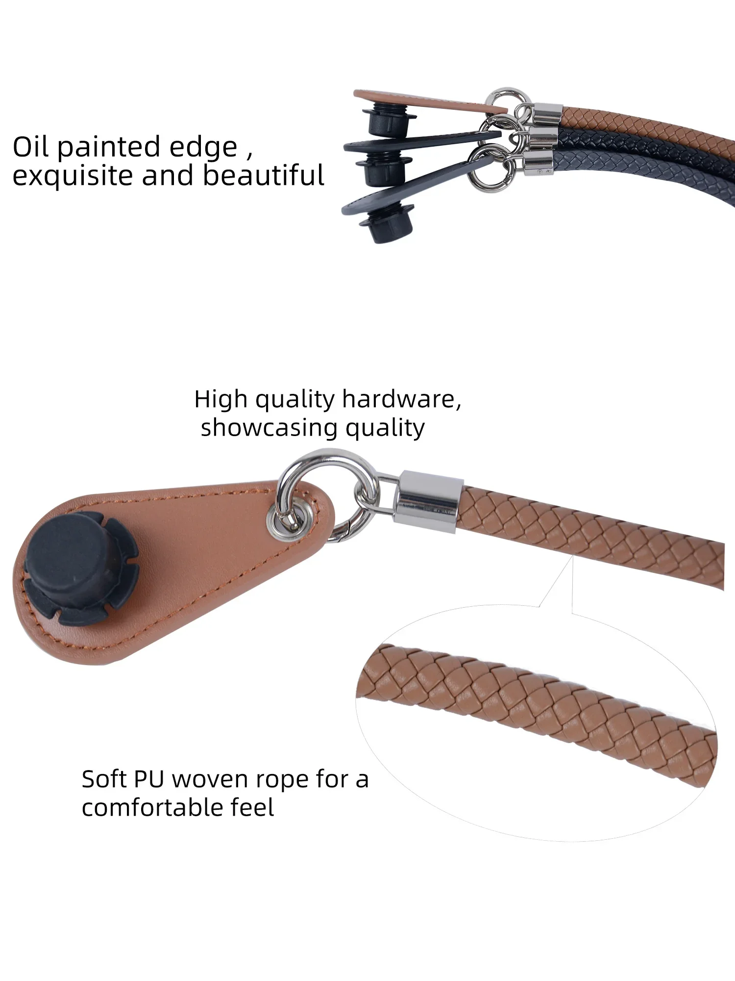 New 1 Pair Obag PU Woven Braided Leather Rope Handles Straps Round Handlefor O Bag Accessoires