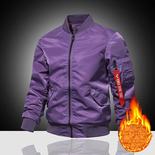 Chaqueta de piloto MA1 de la Fuerza Aérea para primavera y otoño e invierno, chaqueta de béisbol de Color sólido para hombre, Chaqueta de algodón cálida gruesa informal a prueba de viento