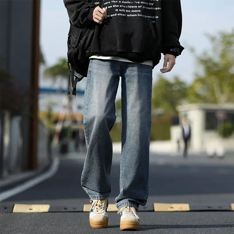 

Men's Spring And Autumn New High Street Floor Mopping Wide Leg Jeans, Four Seasons Laundry, Loose Work Clothes, Casual Pants