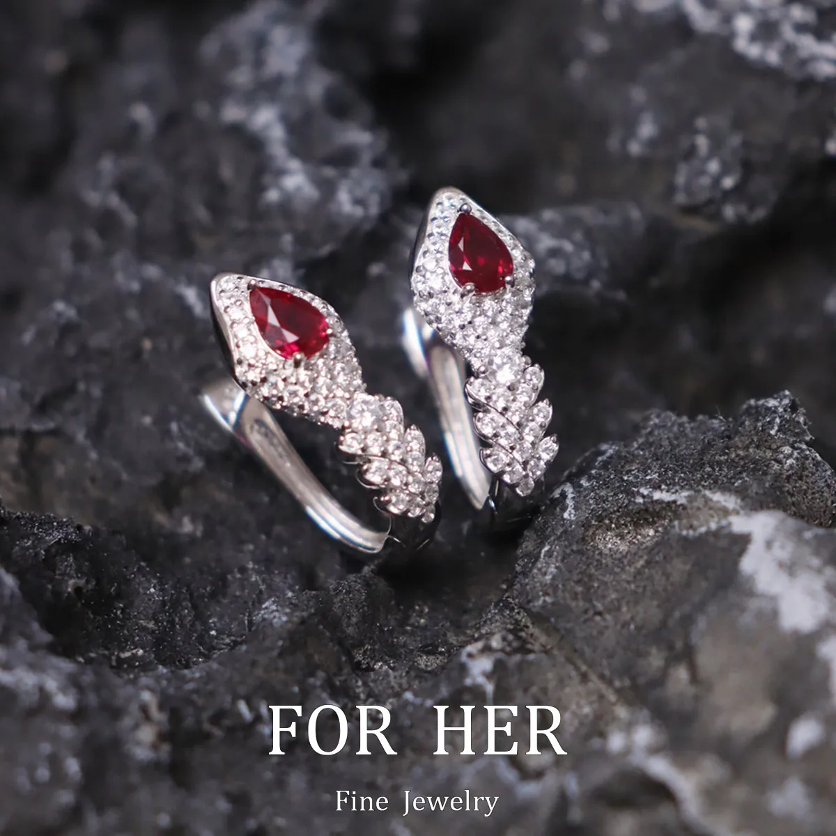 ForHer Jewelr 925 Sterling Silver 4*6mm Pear Cut Pigeon Blood Ruby Snake Bones Earrings For Women Sparkling Wedding Fine Jewelry