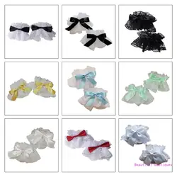 Gothic Lolita Wrist Cuffs Satin Bow Ruffles Lace Bracelet Wristband Hand Sleeves DropShip