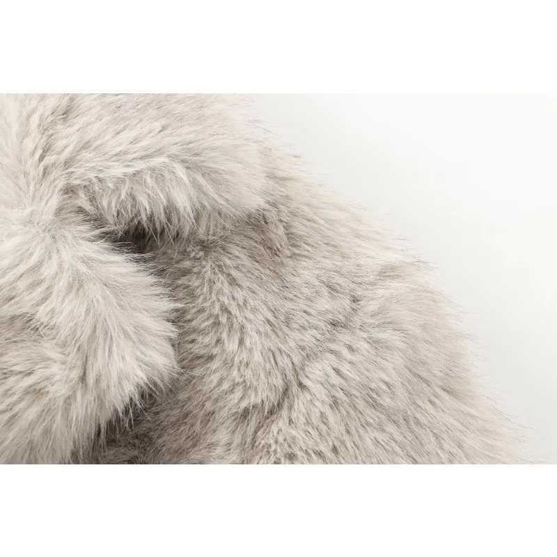 TRAF ZR Winter Coat Female Faux Fur Cropped Coats American Retro Snow Parka Warm Woman Winter Coats Solid Thick Padded Coat