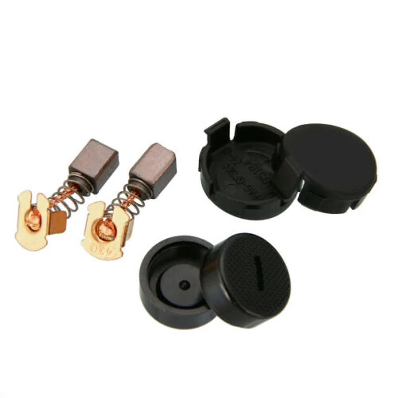 Carbon Brush Set 1 Pair with Brush Cap and Cover for BGA450 BGA452 DGA452 GA400 BGA402 Compatible Power Tool Parts