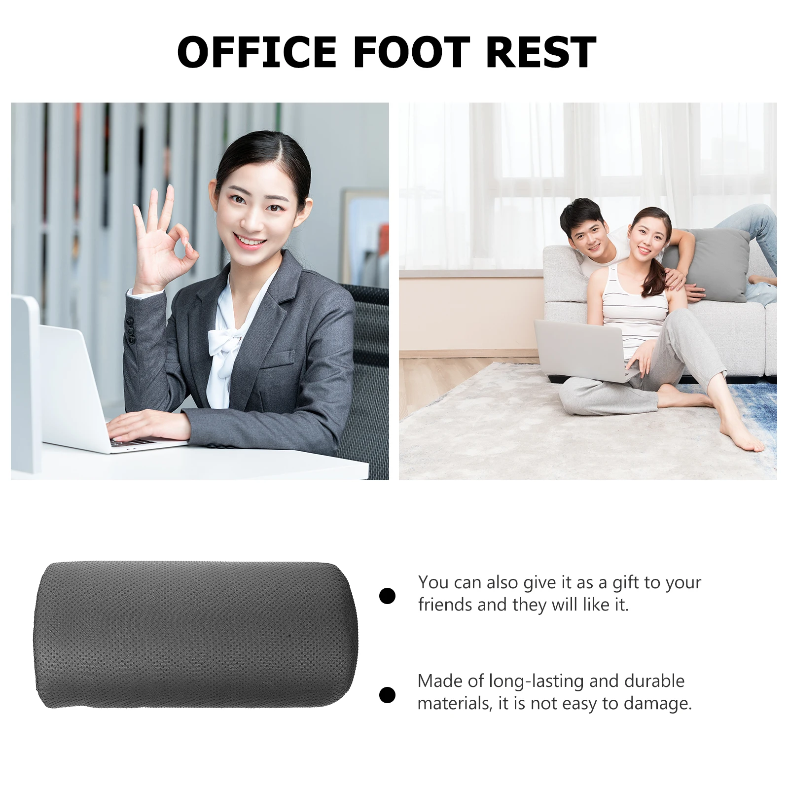 

Ergonomic Footrest Pillow High Density Black Anti Slip Cylinder Shape Leg Support Rest Pad Office Desk Cushion
