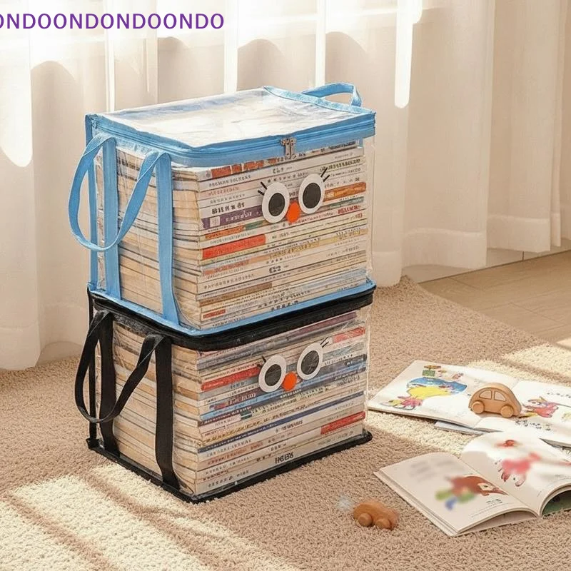 Clear Book Storage Bag Foldable Large Capacity Zipper Organizer with Handle for Cookbook Recipe File Kitchen Storage Organizer