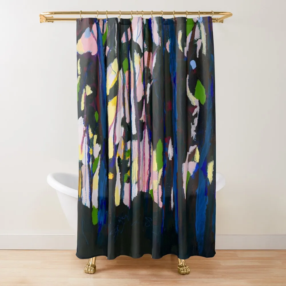 

Abstract Shell Pink and Blue Forest Shower Curtain Window Cover Curtain