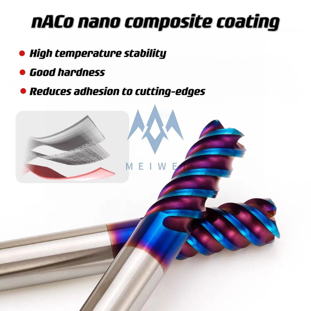 Imagem -05 - Cnc Ferramentas de Fresagem Cortadores Fresas Flautas Plana Fresa de Topo de Carboneto Sólido para Aço Temperado Duro 72hrc