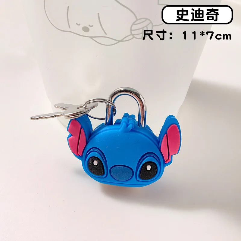 Disney Stitch Cartoon PVC Doll Lock Metal Mini Padlock Creative Cute Safety Anti-Theft Luggage Lock Children's Gift