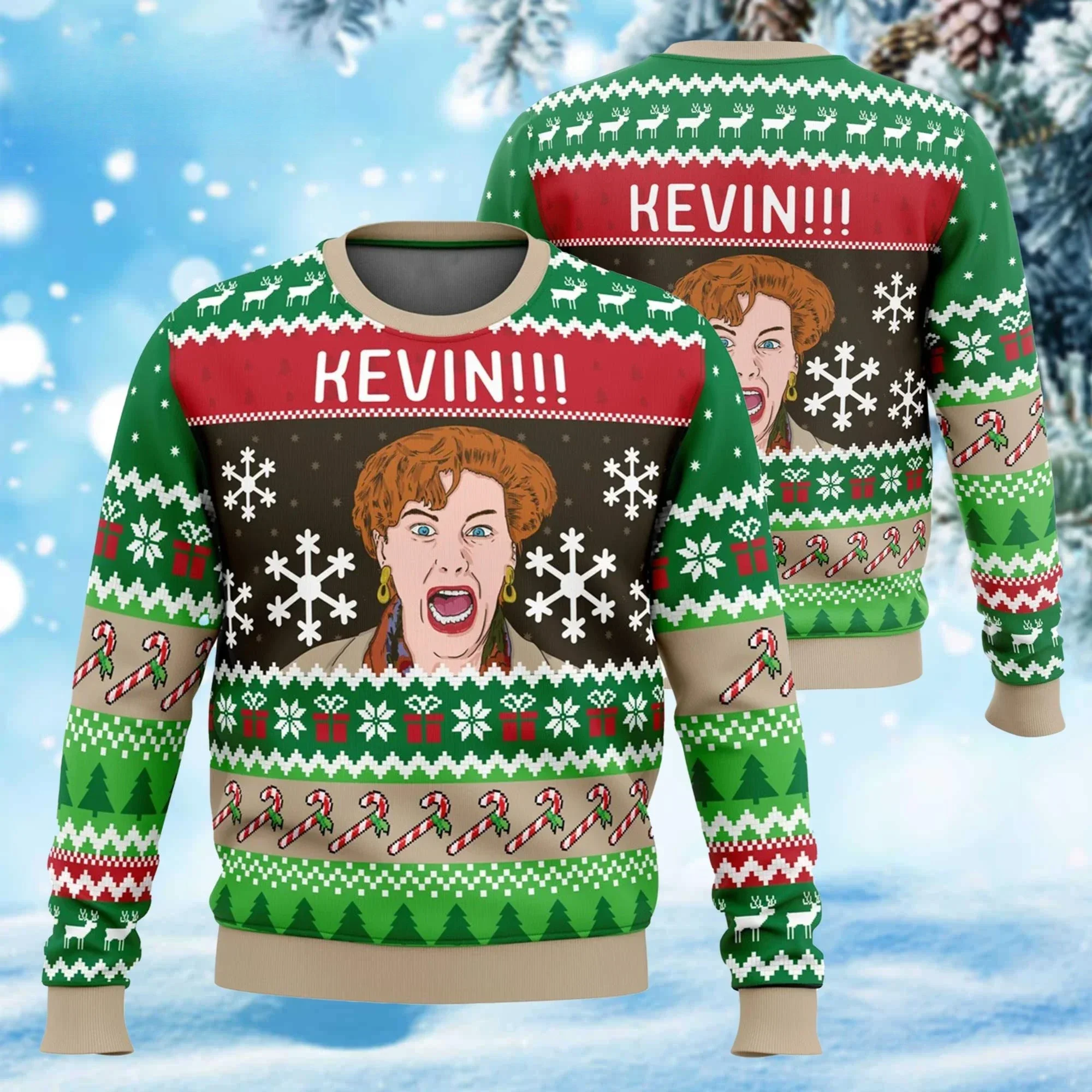 عيد ميلاد سعيد وحده في المنزل سترة عيد الميلاد القبيحة الكرتون الرسوم المتحركة الرجال النساء البلوز أزياء زوجين البلوز