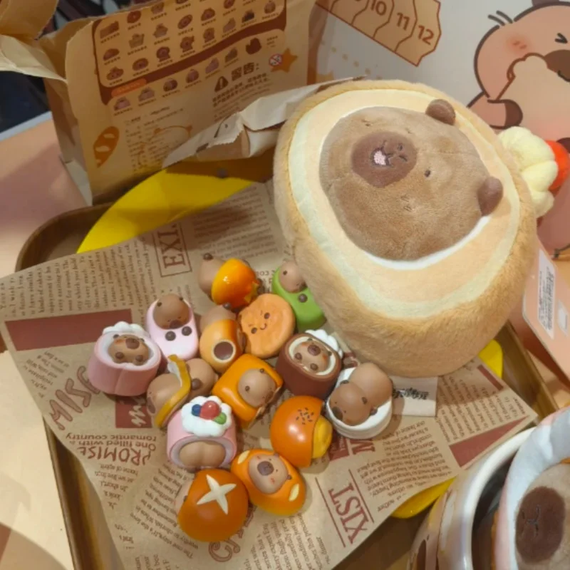 Tuntun Zai Bakery Seri Cute Beans 2 Figur Capybara Lucu Trendi Blind Box & Dekorasi Meja Mini Capybara Imut Hadiah