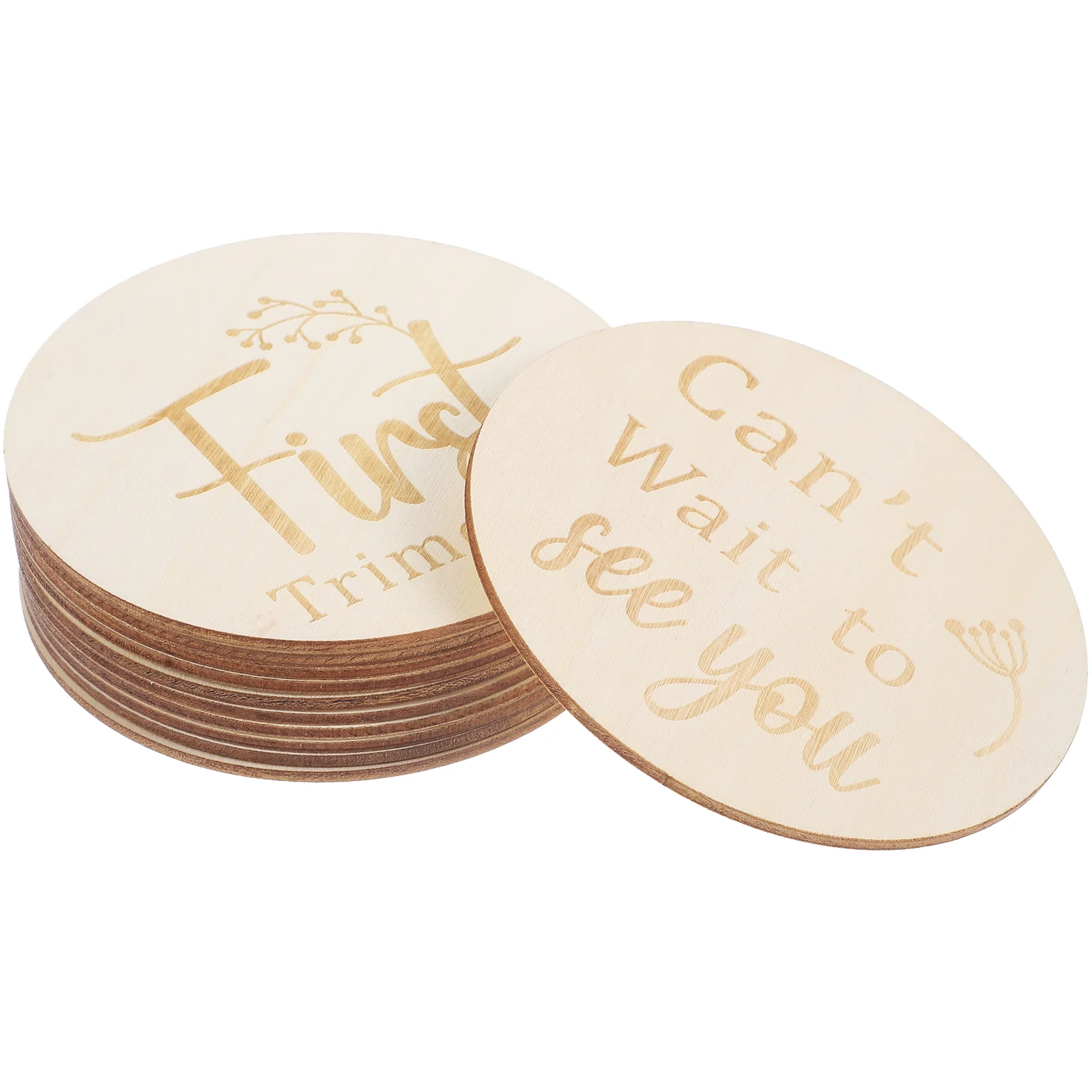 11 Pcs Item Card Pregnancy Milestones Baby Announcement Wooden Double-sided Weekly Cards
