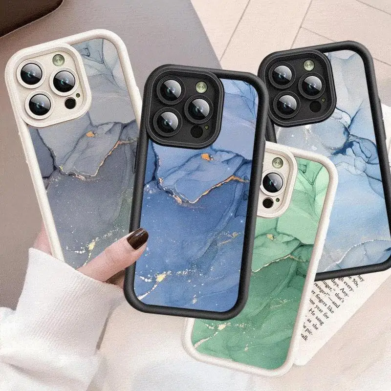 Colorful Marble Phone Case for Apple iPhone 13 15  Pro Max 14 13 Pro 11 12 14 Plus Shockproof Silicone Soft TPU Cover