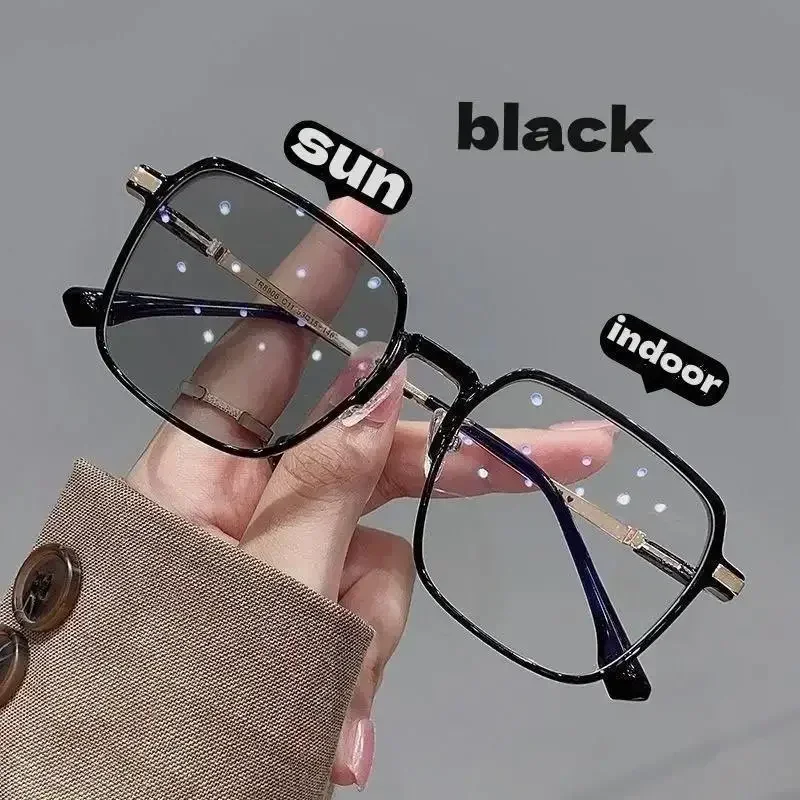 Photochromic Anti Radiation Glasses for Women Men Sunglasses Eyeglasses Square Frames Shade Computer Anti Blue Light Eyewear 6