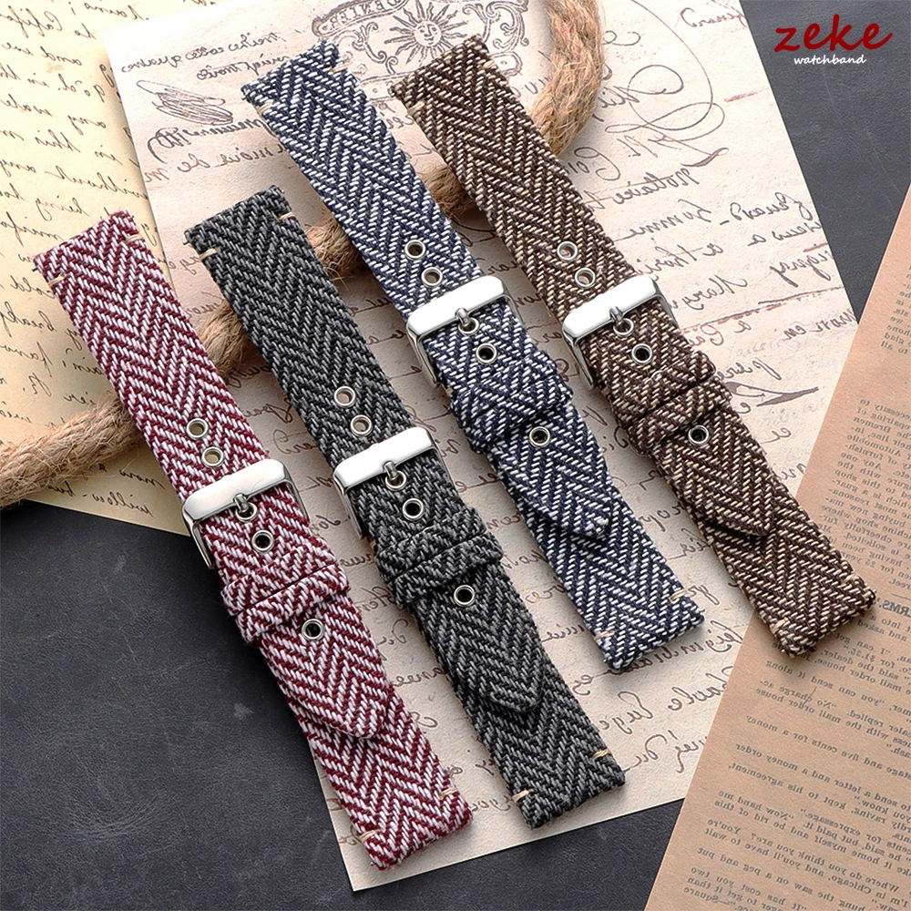 Canvas-Nylonarmband, Segeltuch-Tweed-Uhrenarmband, 18 mm, 20 mm, 22 mm, für Omega für Seiko, Schnellverschluss-Lederarmband für Männer und Frauen