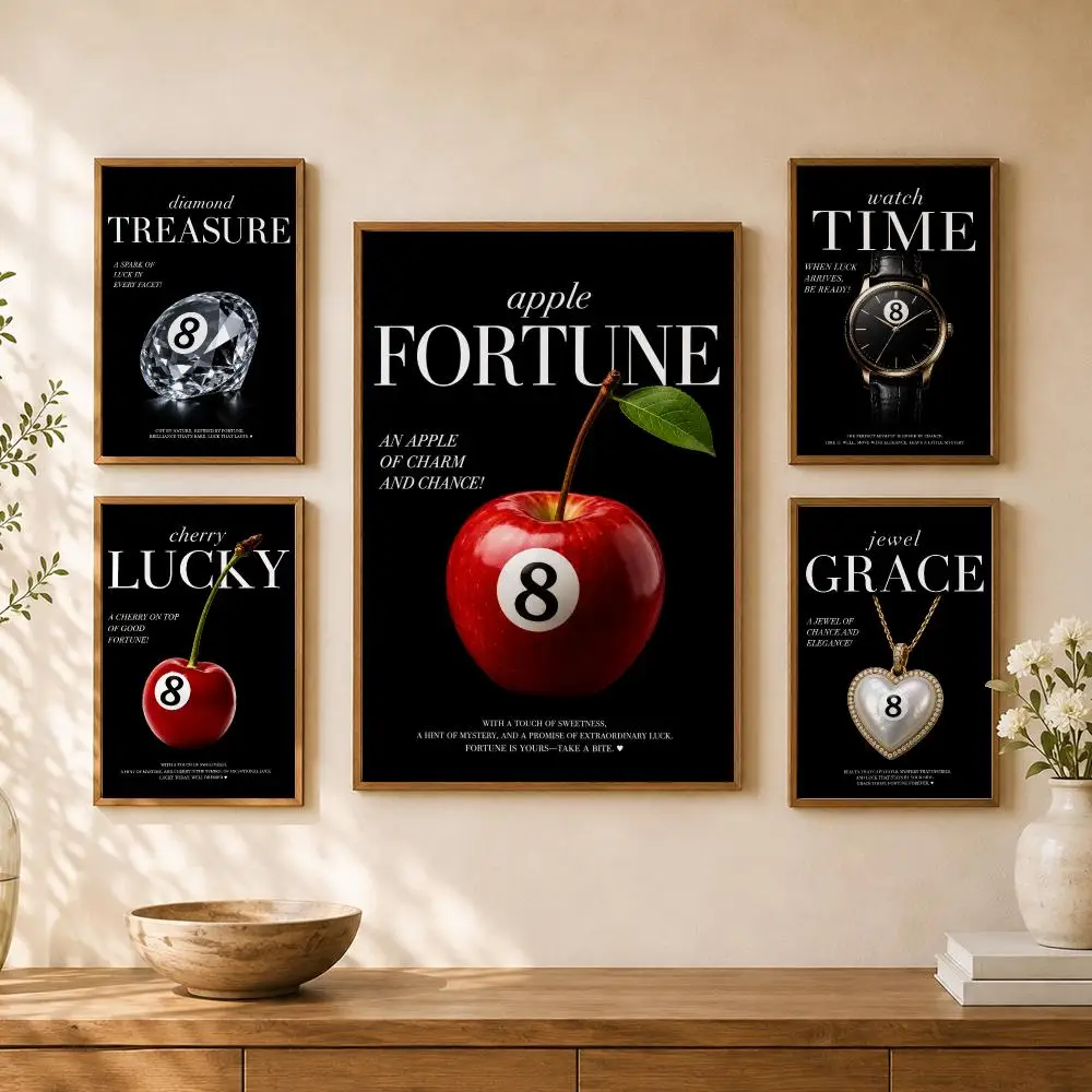Quote Lucky Me Positive Typography Poster PP Self Adhesive Home Garage Dorm Bar Wall Decor Aesthetic Retro Gift