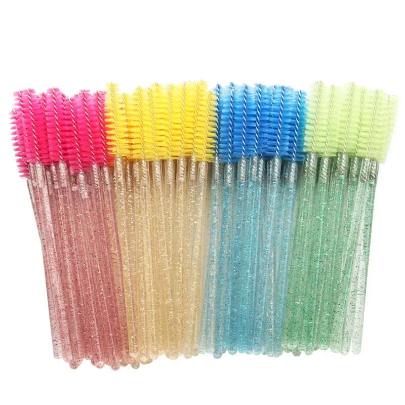 

EOEKKY 50Pcs Disposable Eyelash Brush Soft Head Crystal Eyebrow Brush Lash Extension Brush Mascara Wand Makeup Tool