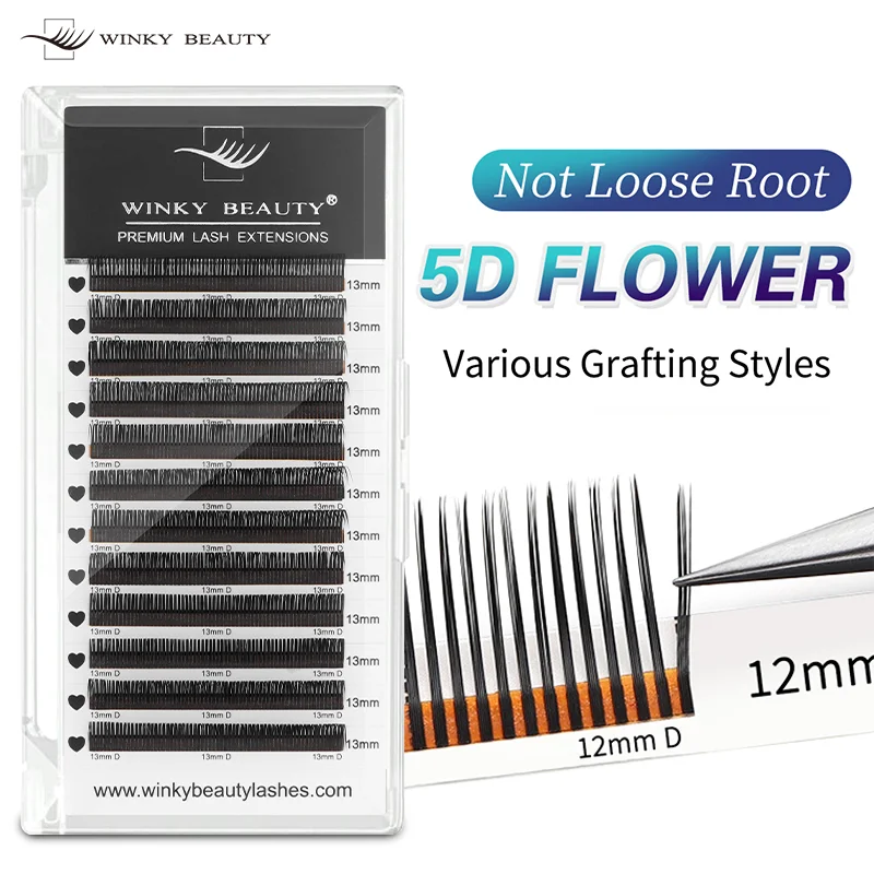 winky beauty 5D Fairy Eyelash Extensions Spikes Wet Lashes Cluster Premade Fans 5D Flora Mink False Eyelashes for Makeup