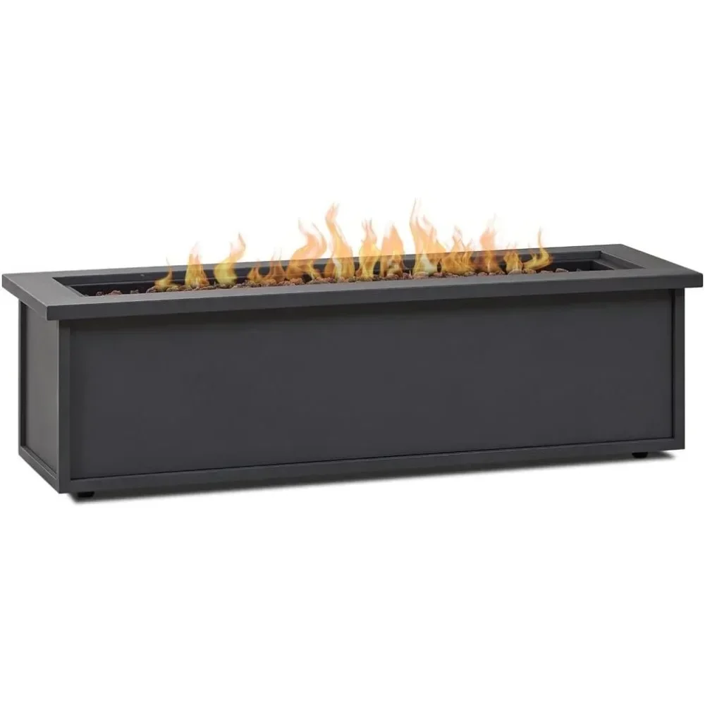 

48" Fire Table for Outdoors in Weathered Slate with Lid and Storage Cover Fire Table with Leveling Feet，Durable Fire Pit Table