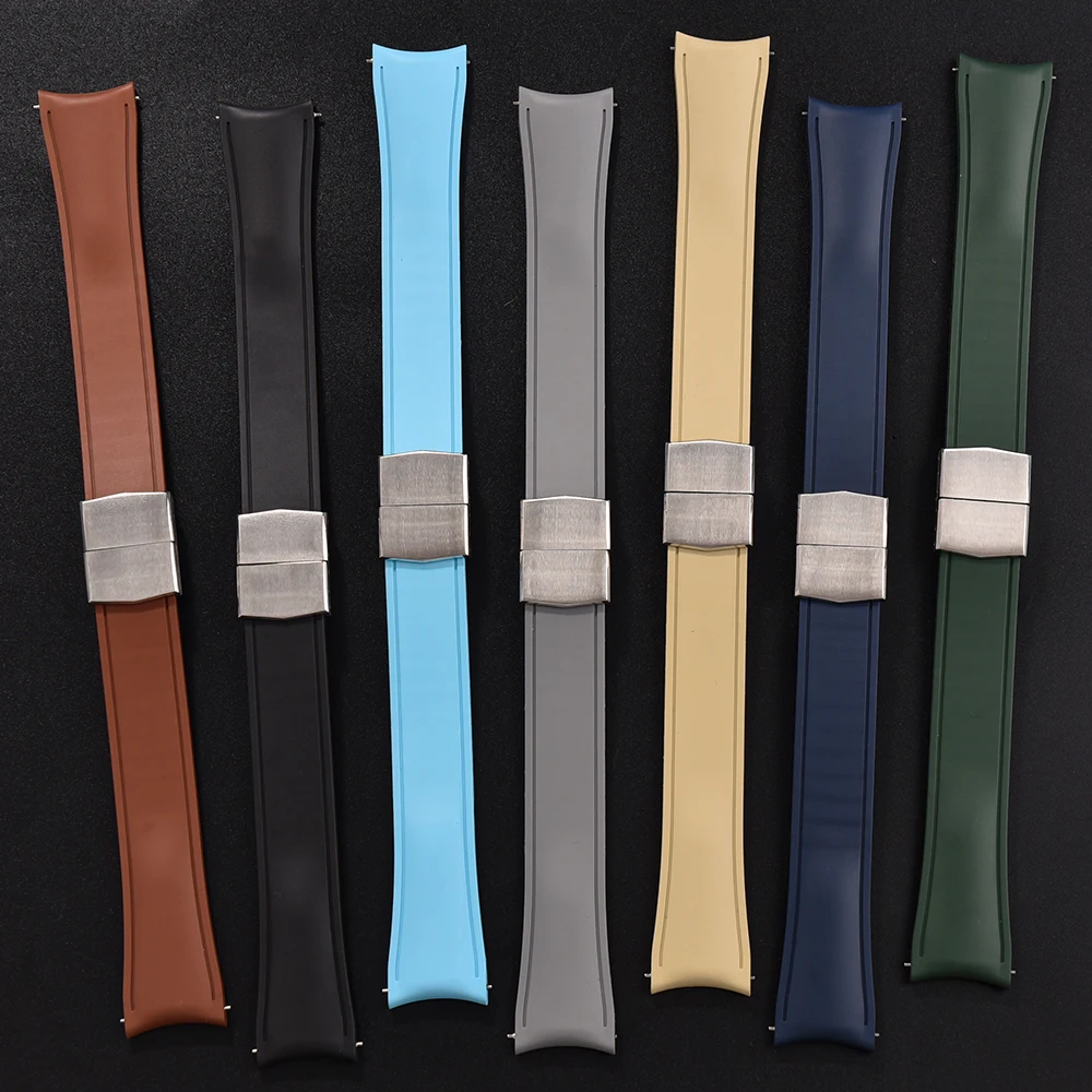 

Cut to Size Matte Fluororubber Watch Band 20mm 22mm Fashion Quick Release Curved CTS FKM Rubber Watch Strap Deployant Buckle