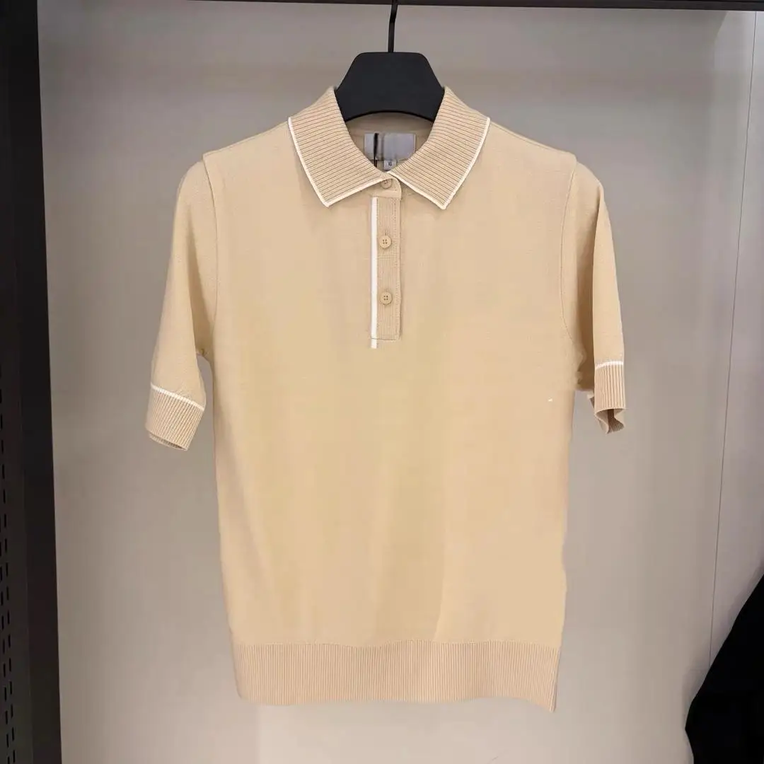 Women's Golf Shirt: Short-Sleeve, Openwork Stripe Design with Drawstring Hem; Comfortable and Breathable