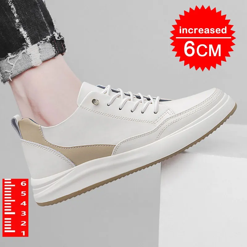 Echt leder Lift Sportschuhe für Männer atmungsaktive Schuhe atmungsaktive Einlegesohlen 6/8 cm Schuhe Herren Casual Luxus