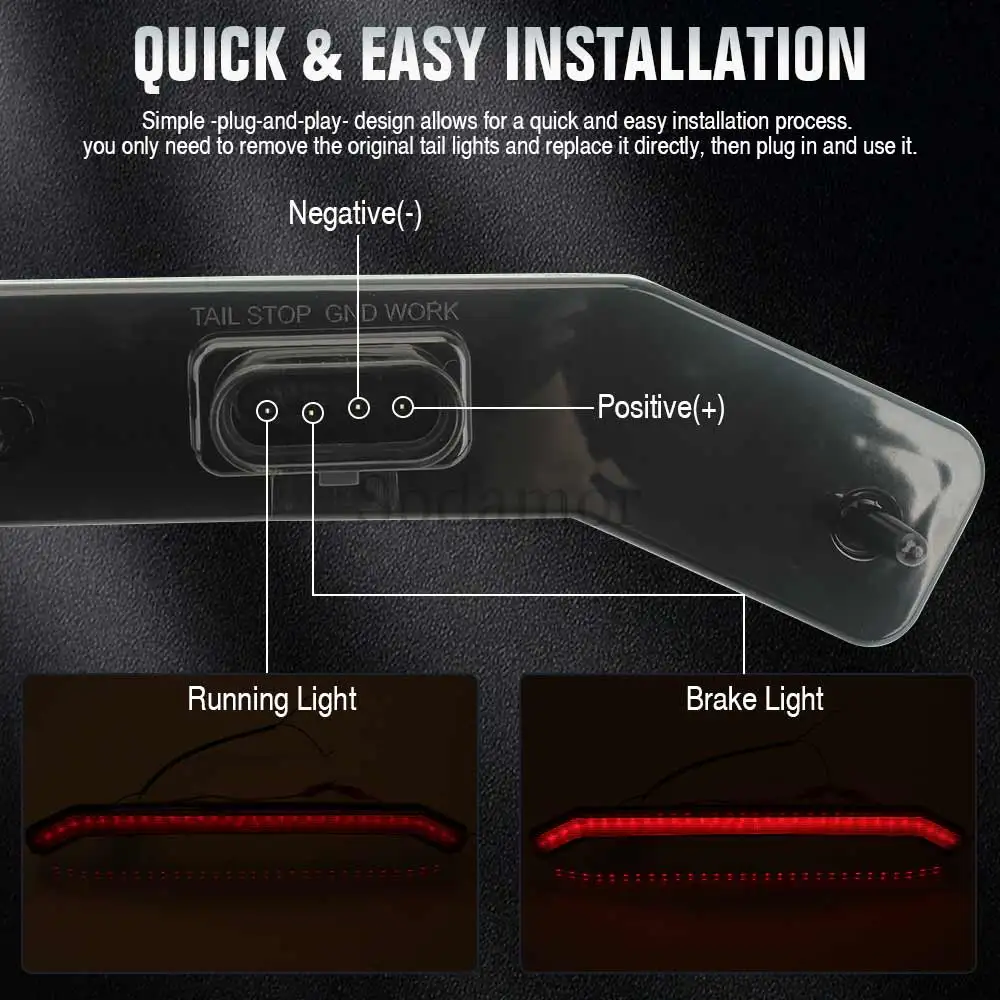 ATV UTV LED الخلفية الذيل ضوء عدة طويلة مركز الذيل مصابيح الفرامل ل بولاريس RZR رياضي XP 1000 4 Turbo S 2017-2025 #5